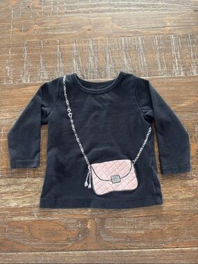 5/$10 Carter's Black Long Sleeve Tee With Purse Print